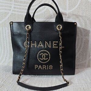 Chanel Deauville MM Studs 2Way Chain Bag Tote Bag